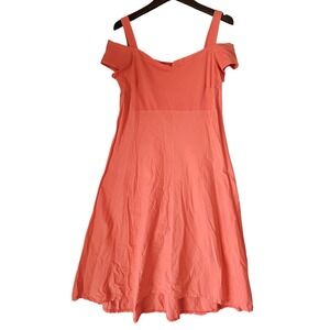 LUNA‎ LUZ Fit & Flare Stretch Knee Length Cold Shoulder Coral Dress Size L